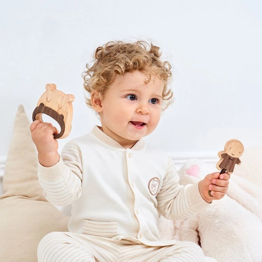 wooden baby hand bells