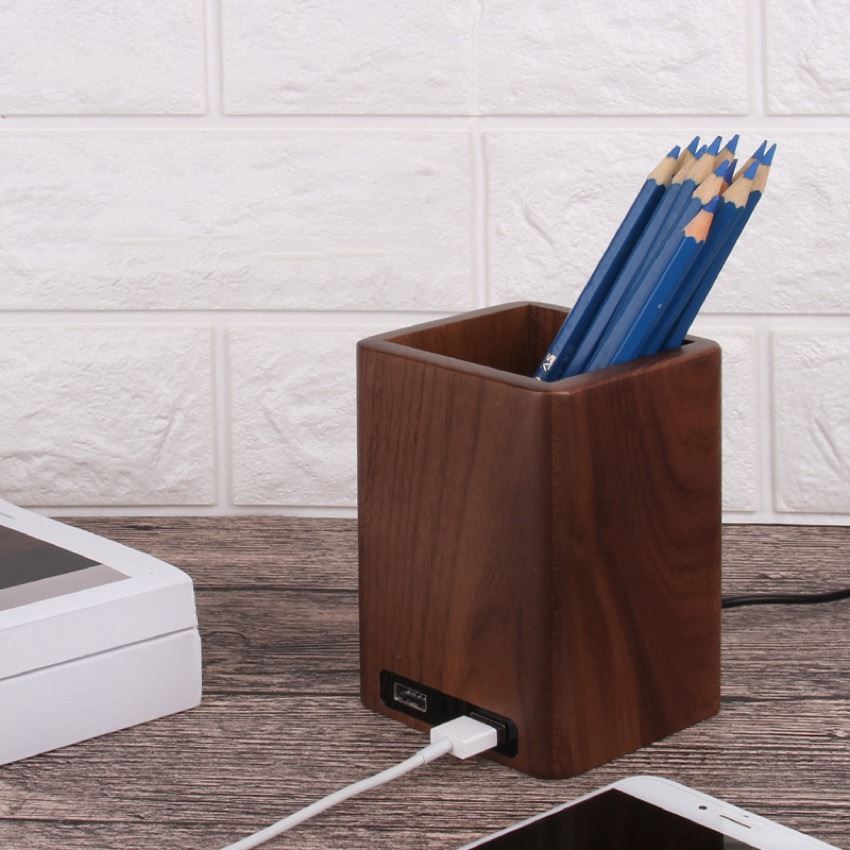 wood charging station organizer