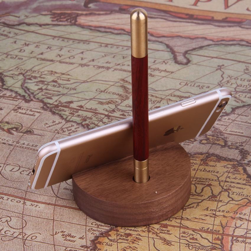 wooden phone and pen holder