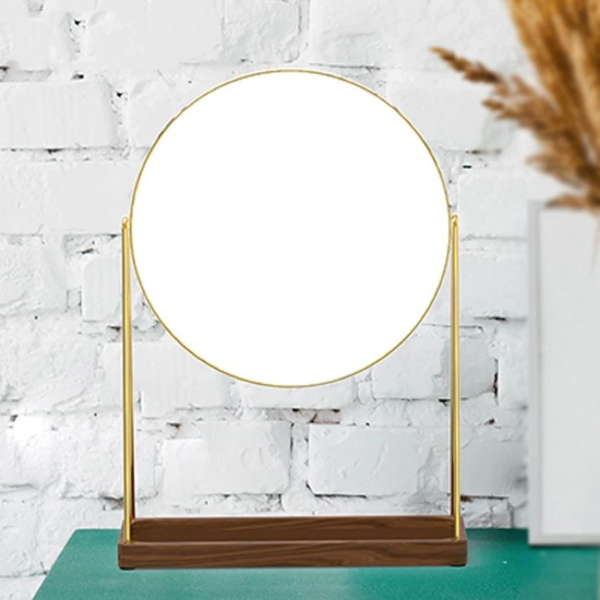 wooden makeup desk mirror