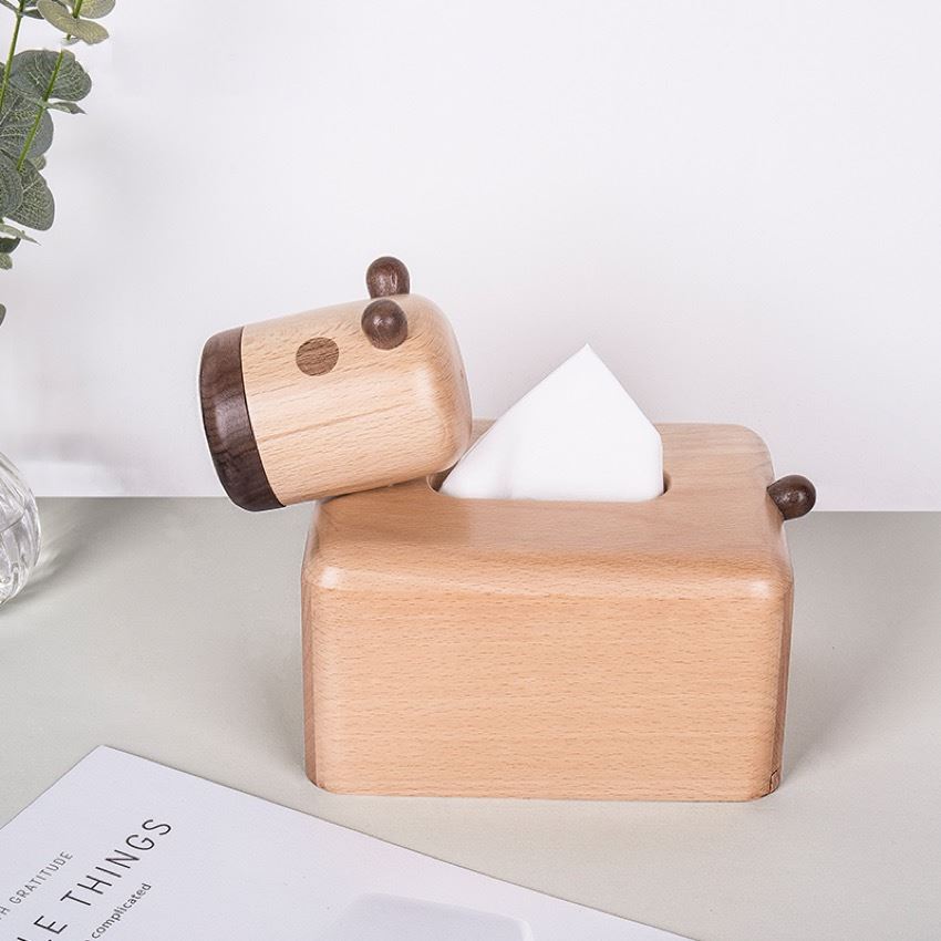 wooden tissue paper box