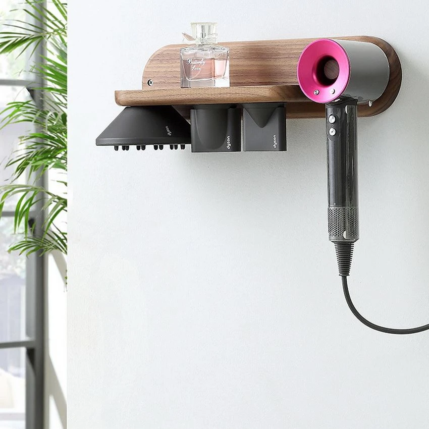 wood hair dryer shelf