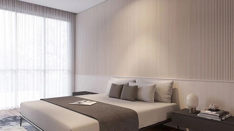 Vertical wood slat wall panels