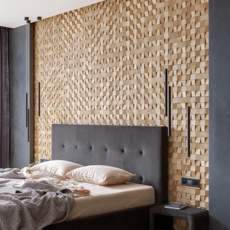 wood mosaic backsplash