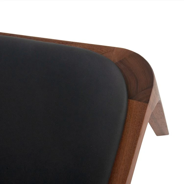 Ecole Black Leather Walnut Dining Chair
