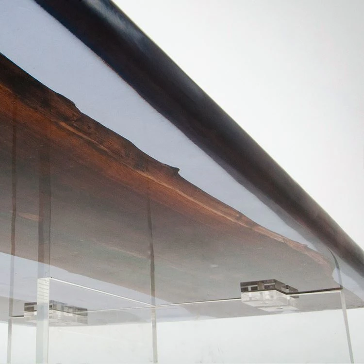 Epoxy natural edge corner dining table desk