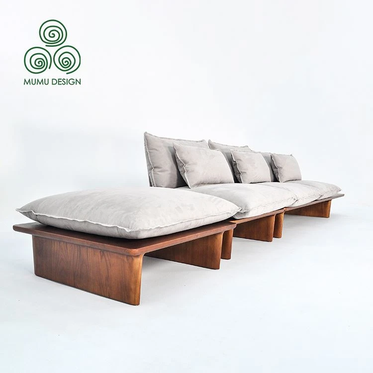 wooden sofa with cushions