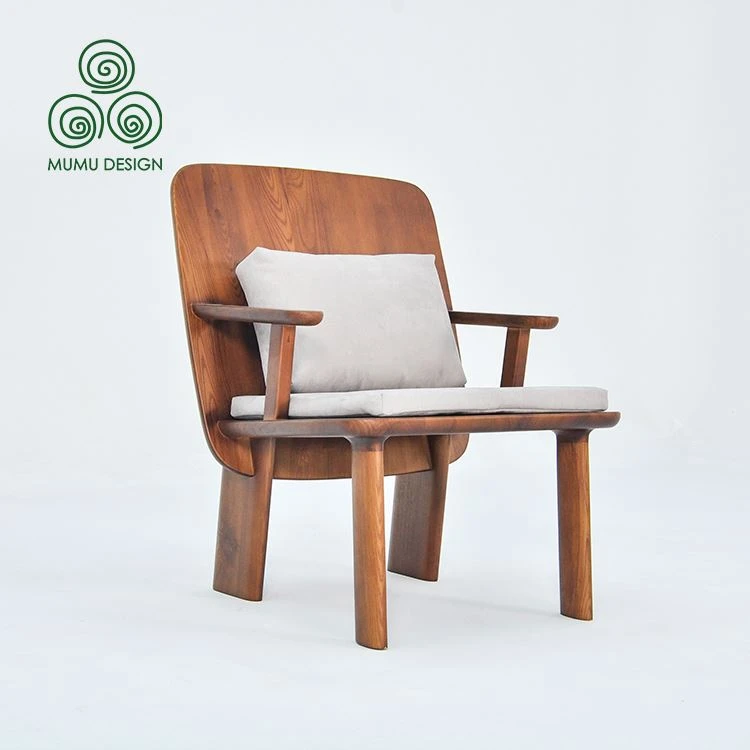 Grey fabric armchair solid ash wood