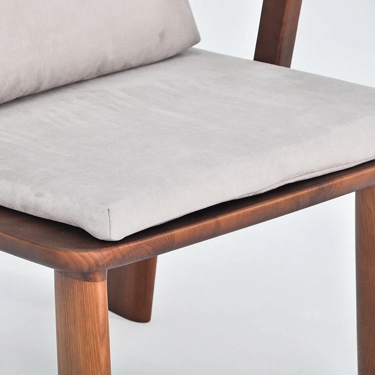 Grey fabric armchair solid ash wood