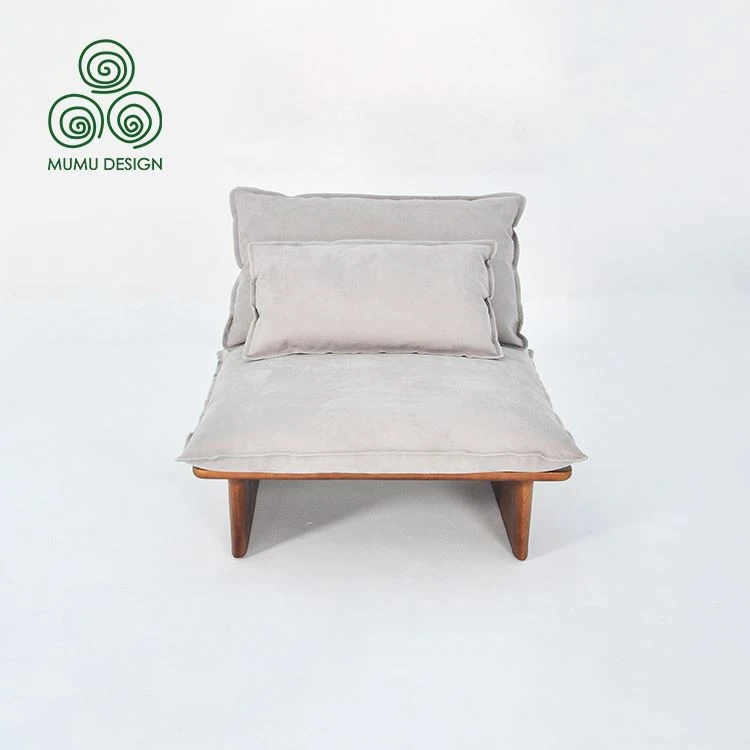 Solid wood ash wood retro simple single sofa accent chair backrest-walnut color