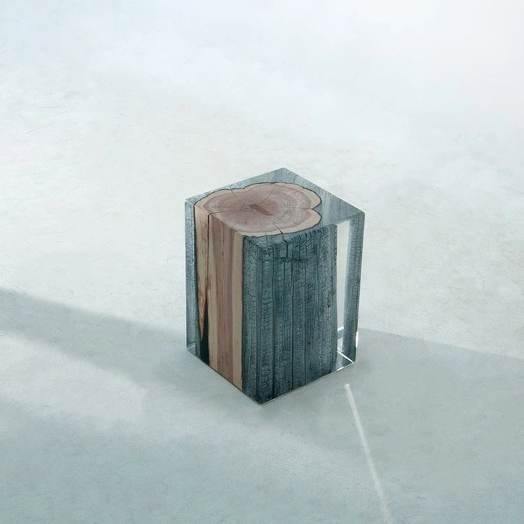 Cstomized Wood Stool Encased in Crystal Resin - Handmade Wood Stool Encased in Crystal Resin