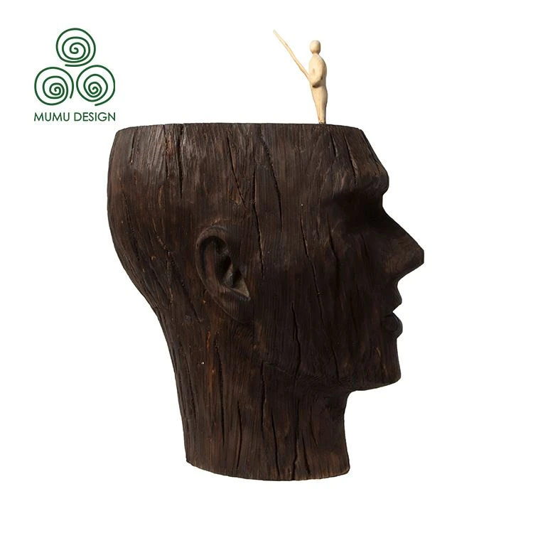 European-style solid wood statues home decoration accessories modern art sculpture crafts character model log ornaments