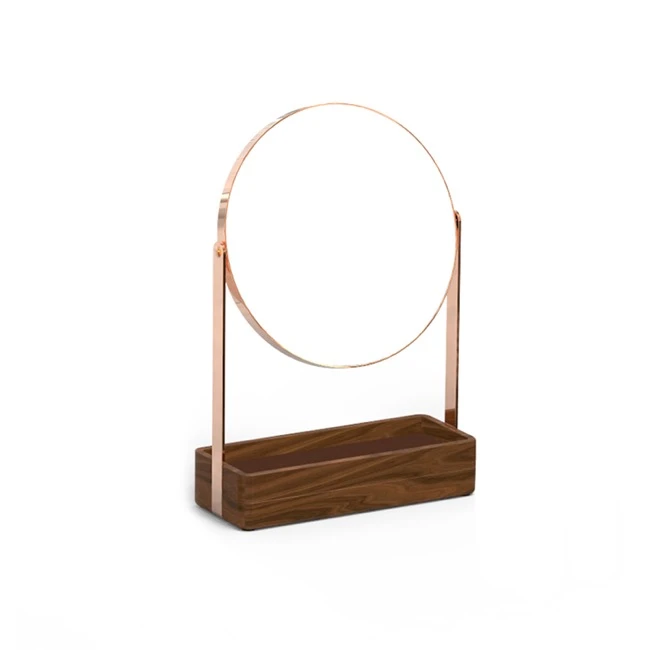 Wooden Round Mirror