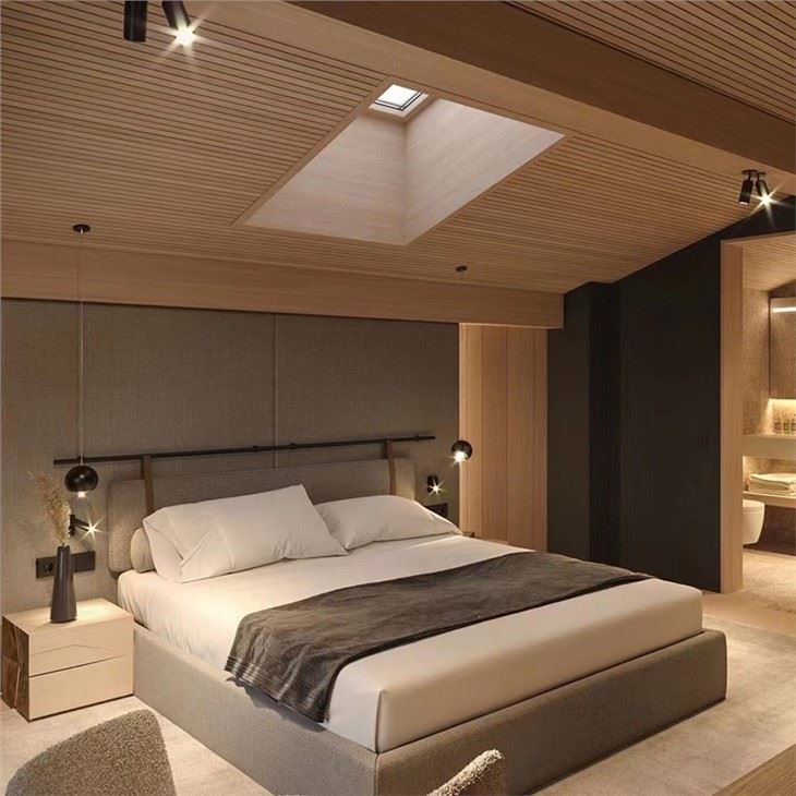 Contemporary False Ceiling Design Wood Accents