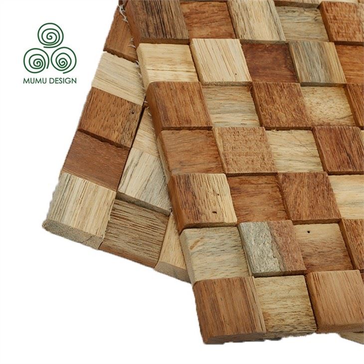 Mosaic Wood Panel With Shelves Mosaic Wood Panel With Shelves