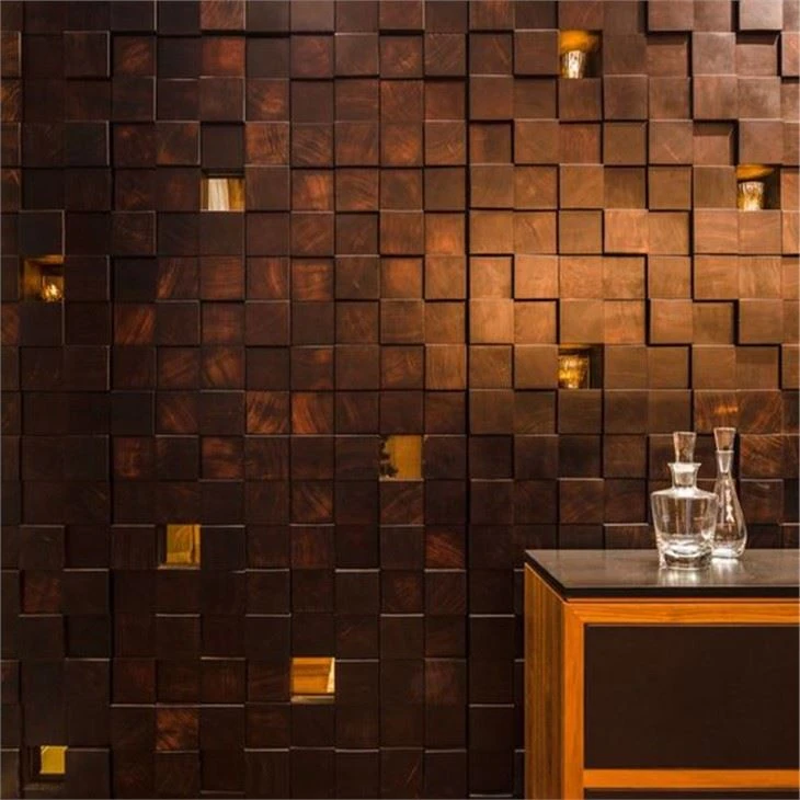 MUMU Block Wall Art Wood Mosaic Wall Tiles