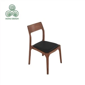 Ecole Black Leather Walnut Dining Chair