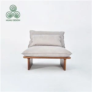 Solid Wood Ash Wood Retro Simple Single Sofa Accent Chair Backrest-walnut Color
