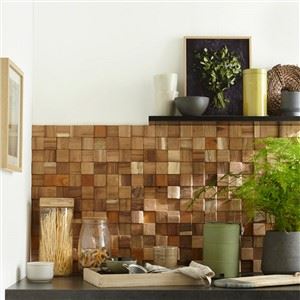 Wood Mosaic Bathroom Wall Panel