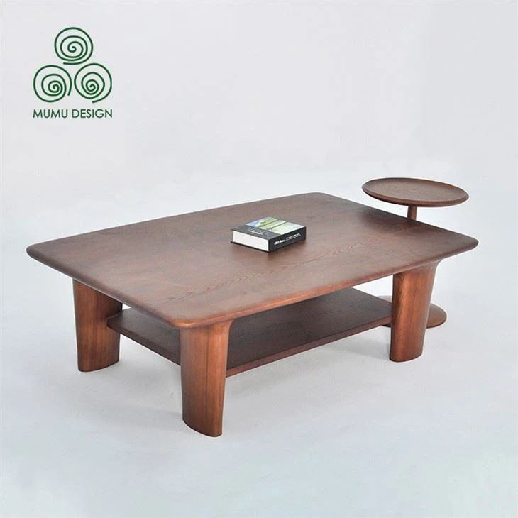 Walnut Color Solid Wood Ash Wood Coffee Table