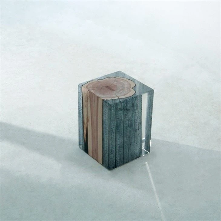 Customized Wood Stool Encased in Crystal Resin - Handmade Wood Stool Encased in Crystal Resin