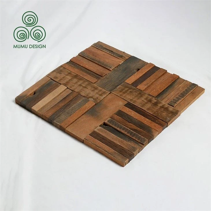Reclaimed Teak Wood 3D Solid Wood Wall Panel For Bedroom