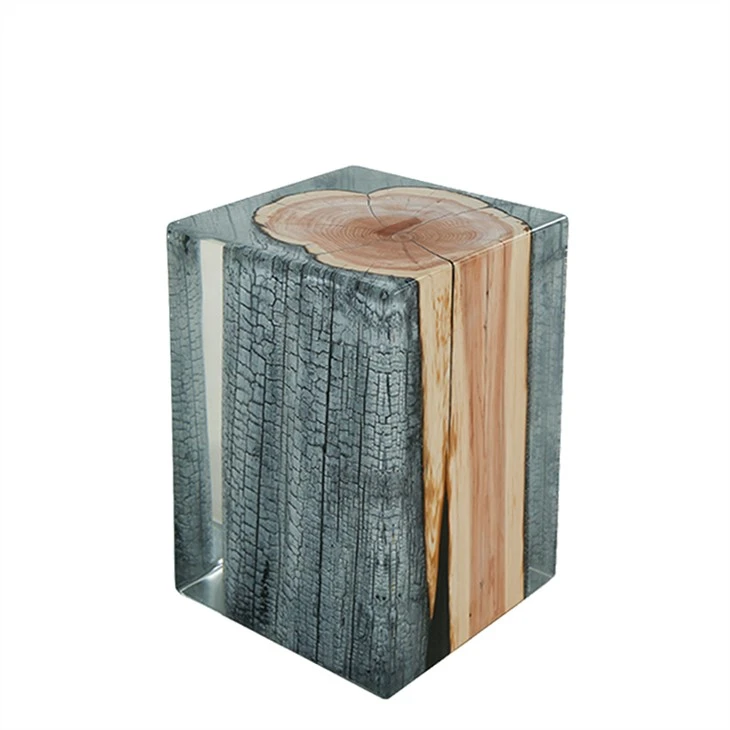 Customized Wood Stool Encased in Crystal Resin - Handmade Wood Stool Encased in Crystal Resin