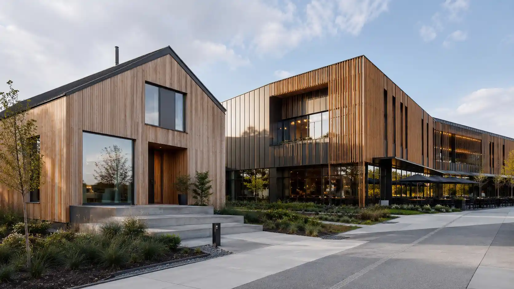 Exterior timber cladding on residential and commercial buildings