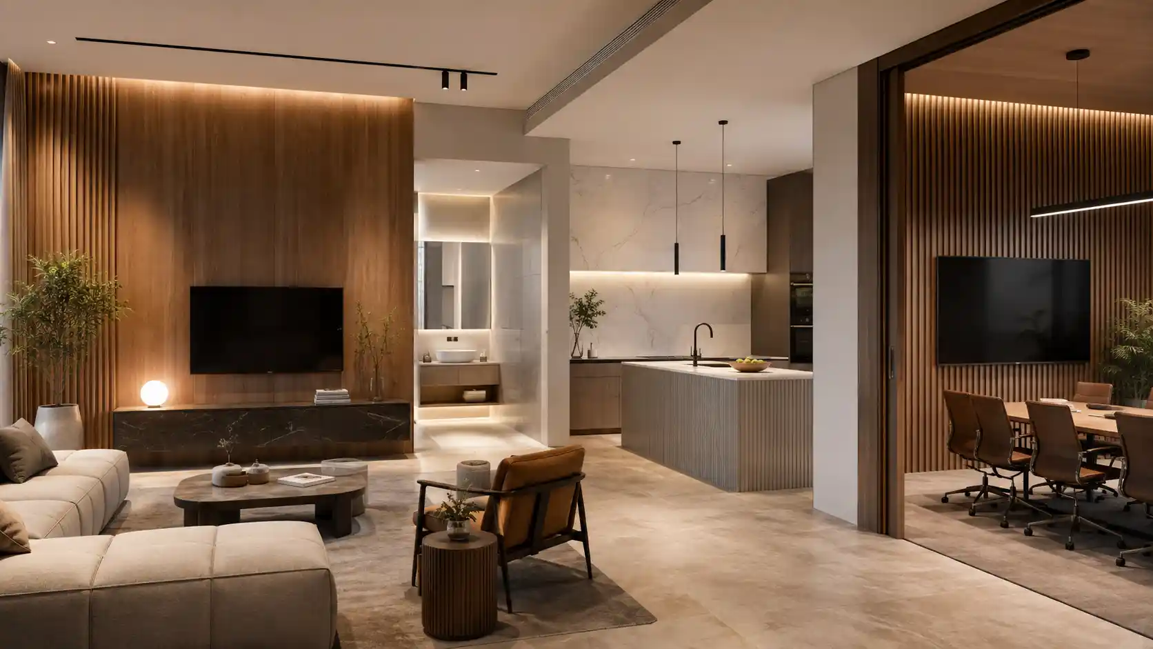 Wall panel applications in living rooms, bathrooms, kitchens and offices