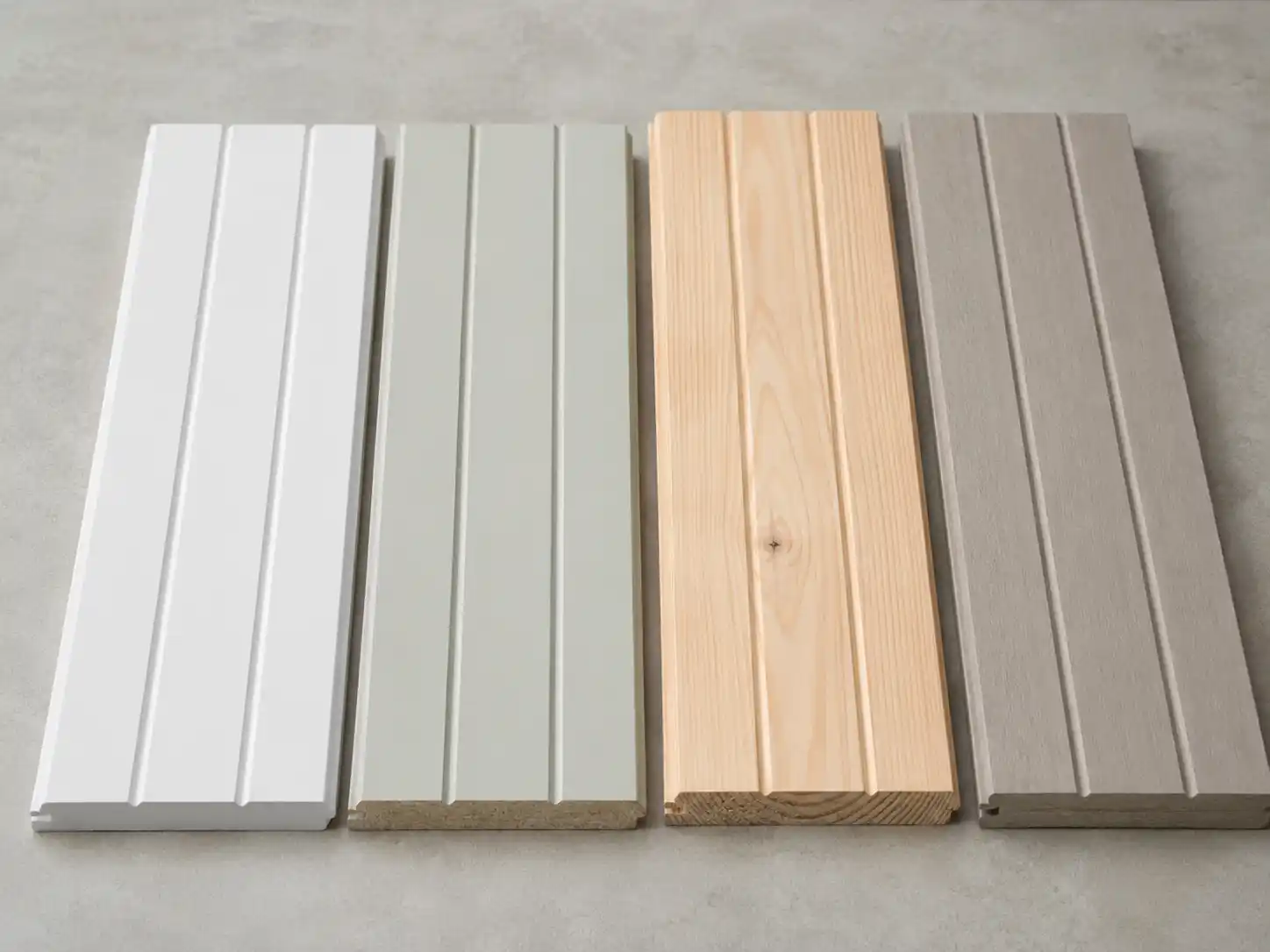 VJ panelling samples in MDF, timber and composite materials