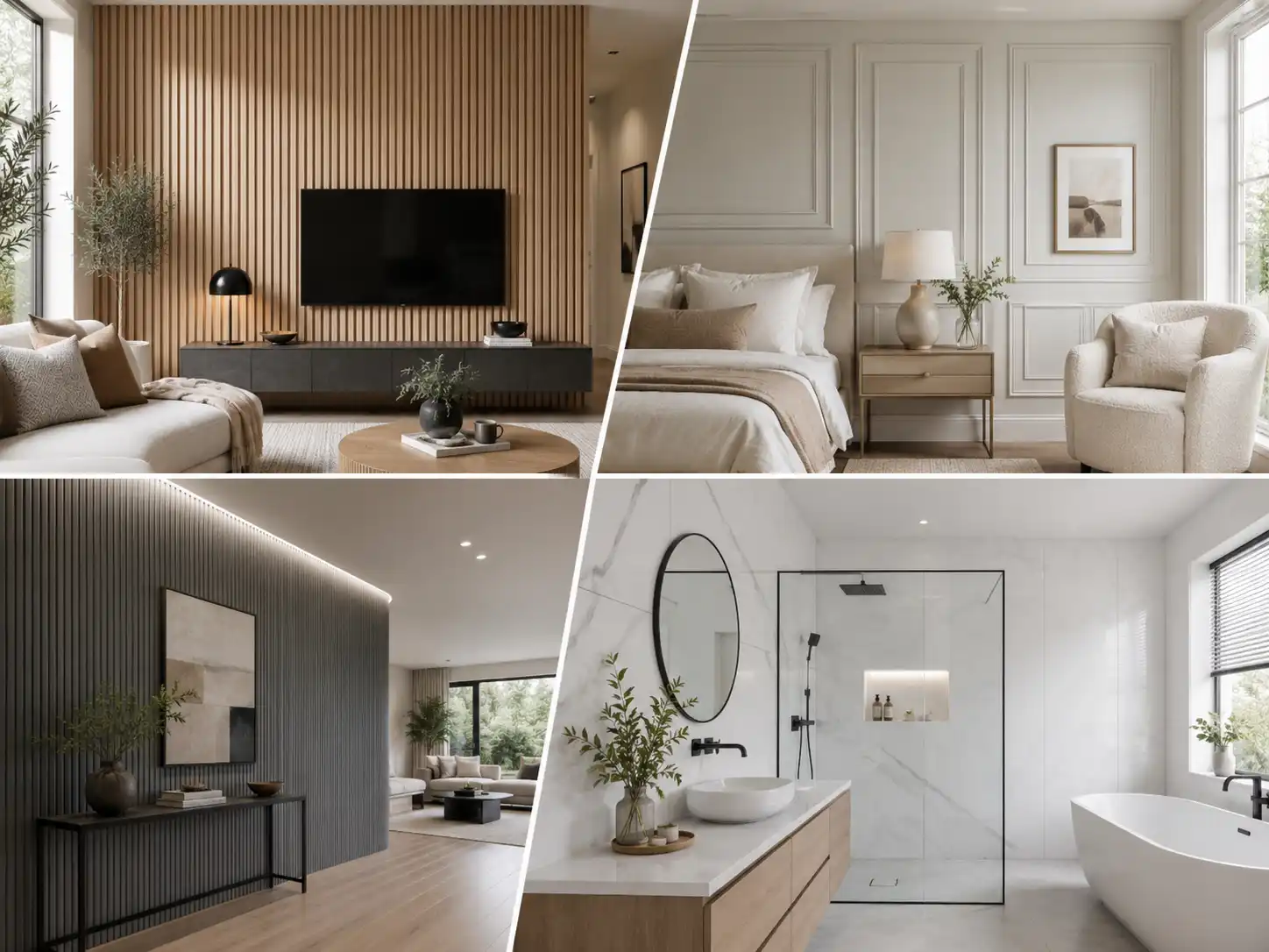 Different wall panel styles in modern interiors