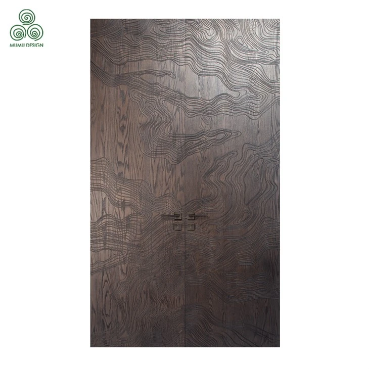 Textured Solid Wood Double Doors